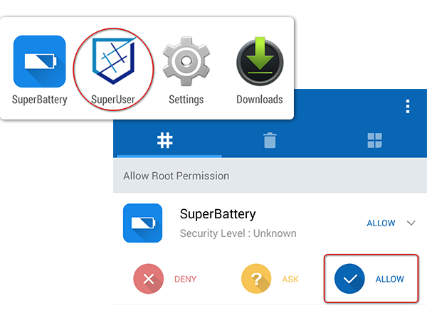 grant root permission for superbattery in kingo superuser