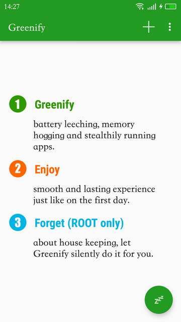 Greenify app main interface
