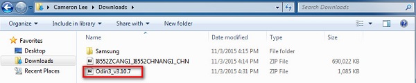 Odin v3.10.7 downloaded from SamMobile
