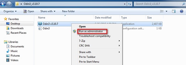 Run Odin v3.10.7 as adminitrator