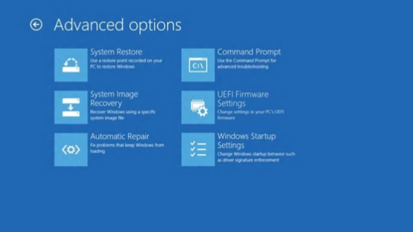 advanced options on Windows 8