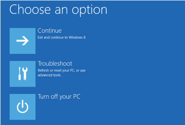 boot options menu on Windows 8