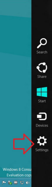 PC Settings on Windows 8