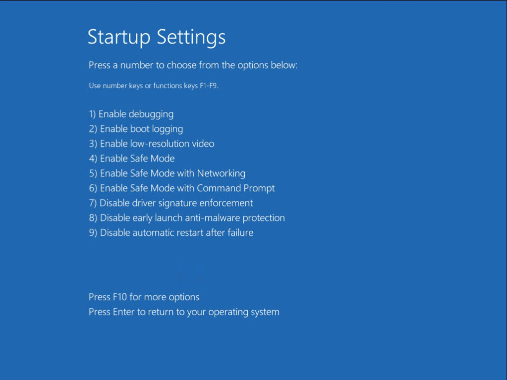 startup settings on Windows 8